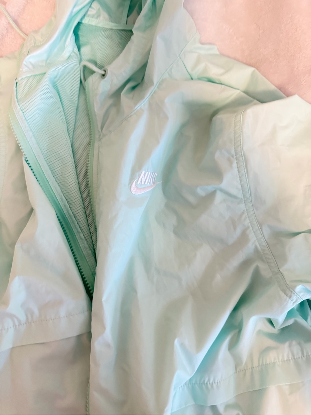 Nike Mint Green Hooded Windbreaker Jacket